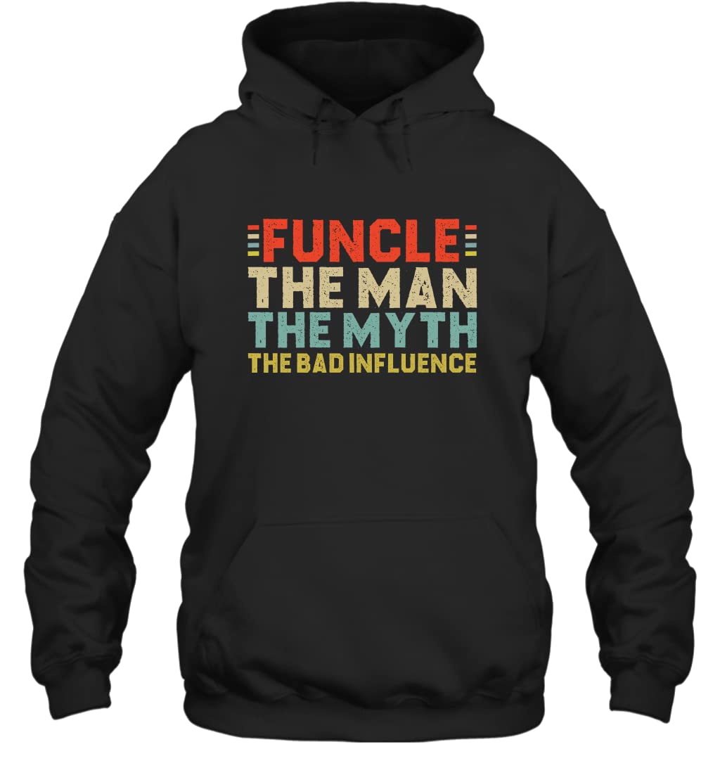 Funcle The Man The Myth The Bad Influence T-Shirt for Men - Funny Uncle Gift Idea for Birthday & Family Gatherings