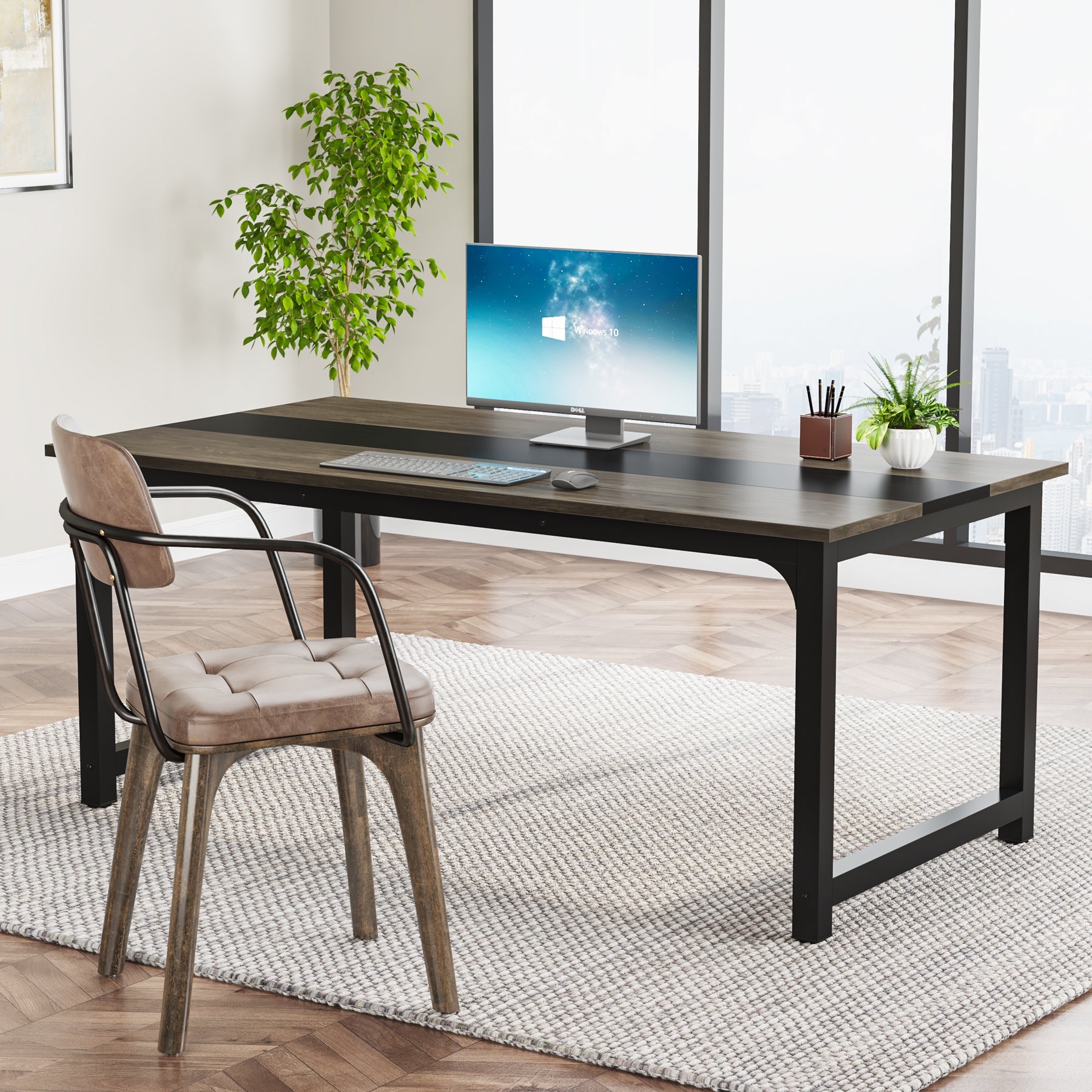 Modern Rectangular Conference Table - Office Meeting Desk with Durable Work Surface for Home & Business Use | Perfect for Meetings, Presentations & Collaborative Workspaces