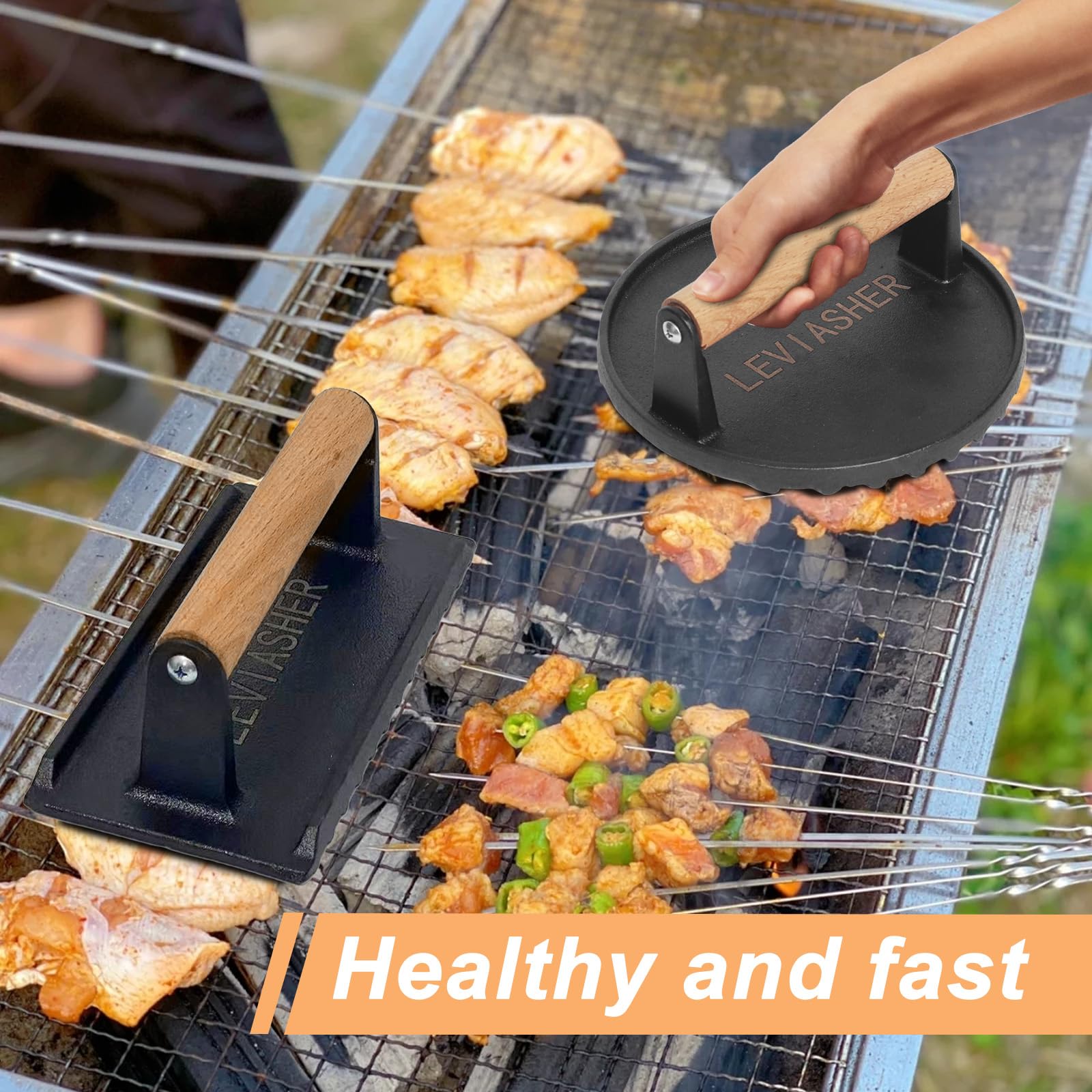 2.2 lb Heavy Duty Cast Iron Grill Press - 6.69