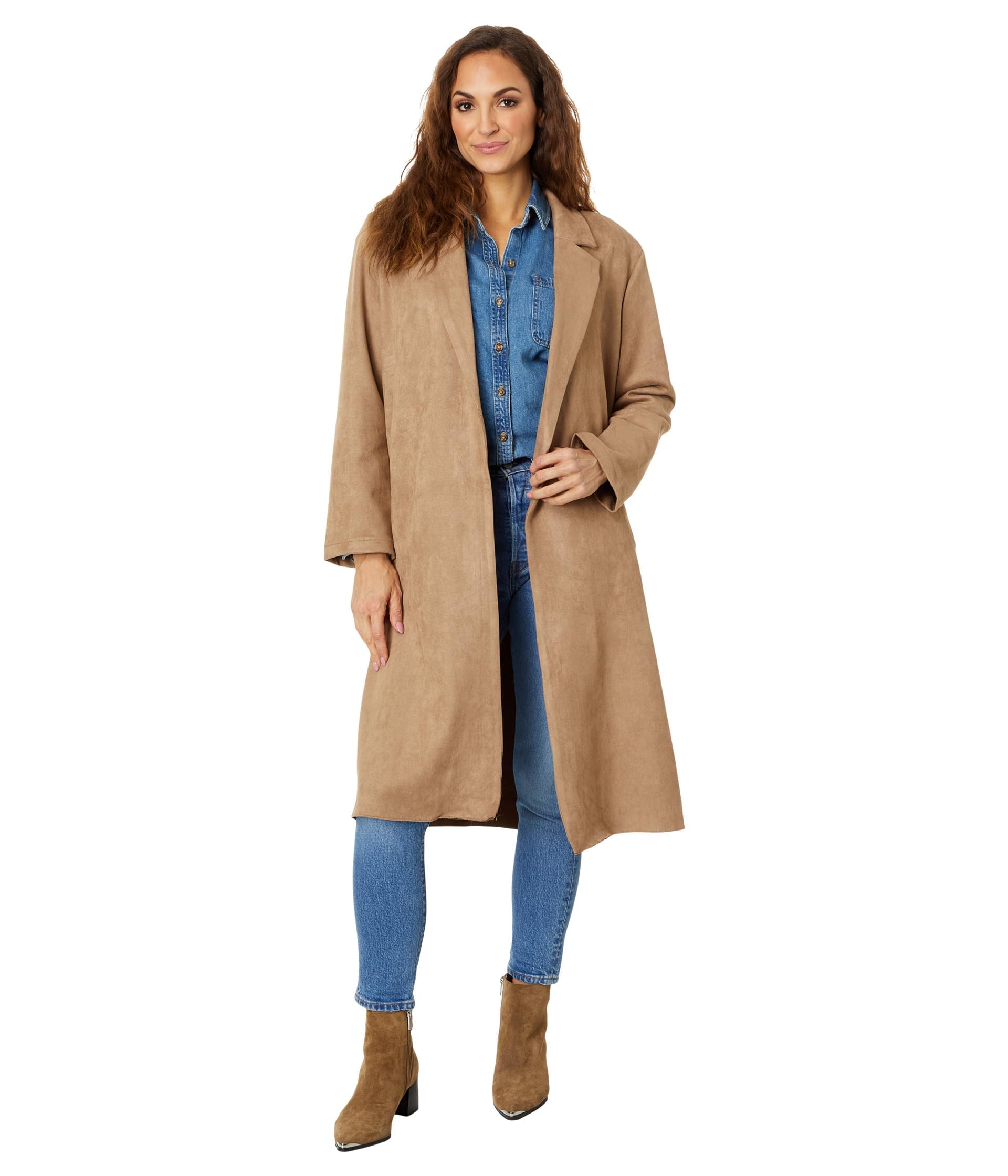 BLANKNYC Women's Long Faux Suede Coat Jacket - Stylish Winter Outerwear for Casual Outings & Office Wear