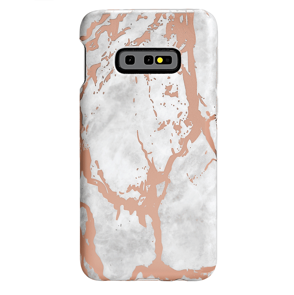Elegant White Marble with Rose Gold Chrome Samsung Galaxy Phone Case - Perfect for Everyday Protection & Style Enhancement