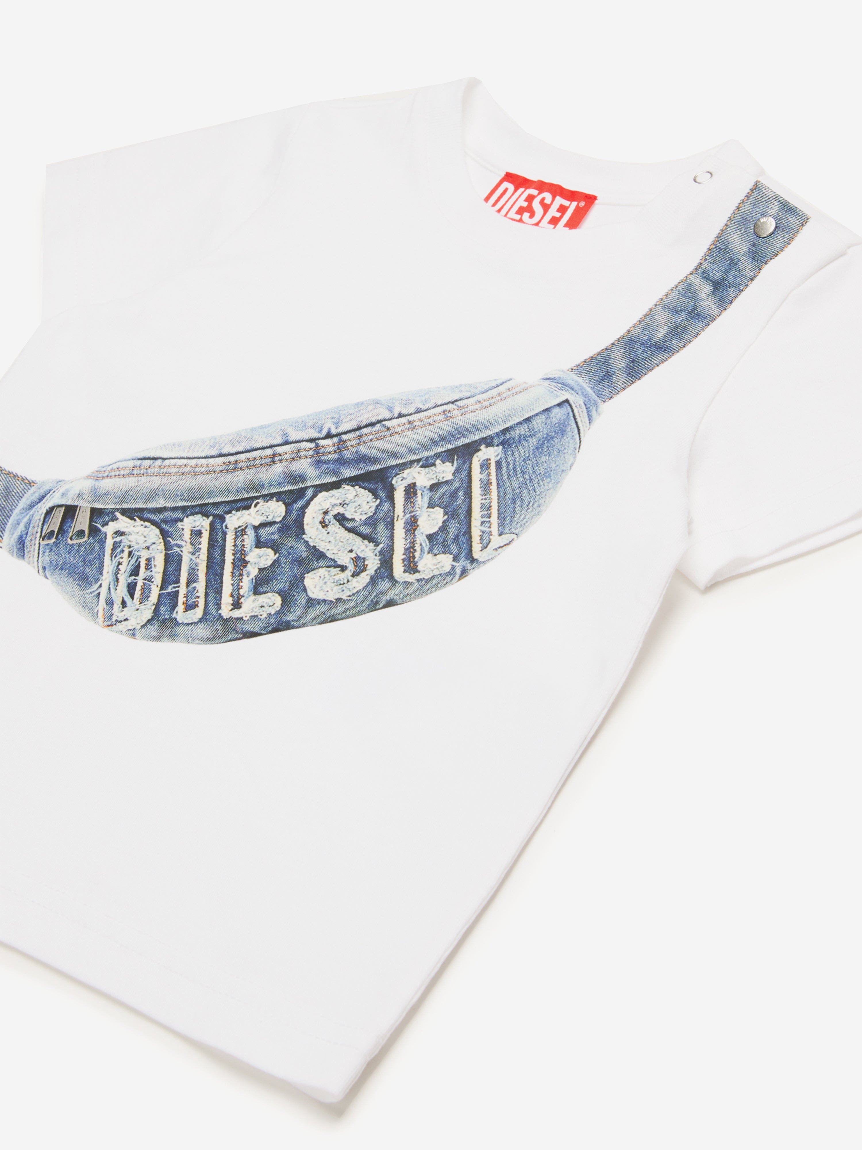 Baby Boys Crossbody Bag Print White T-Shirt - Comfortable & Stylish for Everyday Wear, School & Playtime