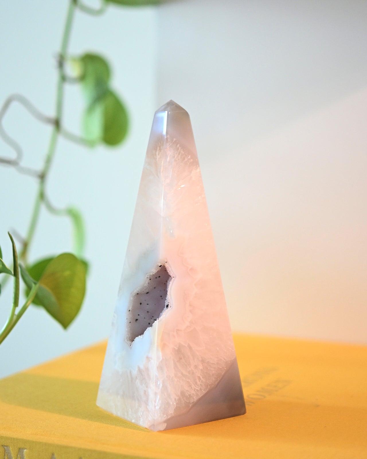 Natural Druzy Agate Obelisk Crystal Point - 6 Inch Healing Stone for Meditation, Reiki & Home Decor | Spiritual Gifts, Energy Cleansing & Feng Shui