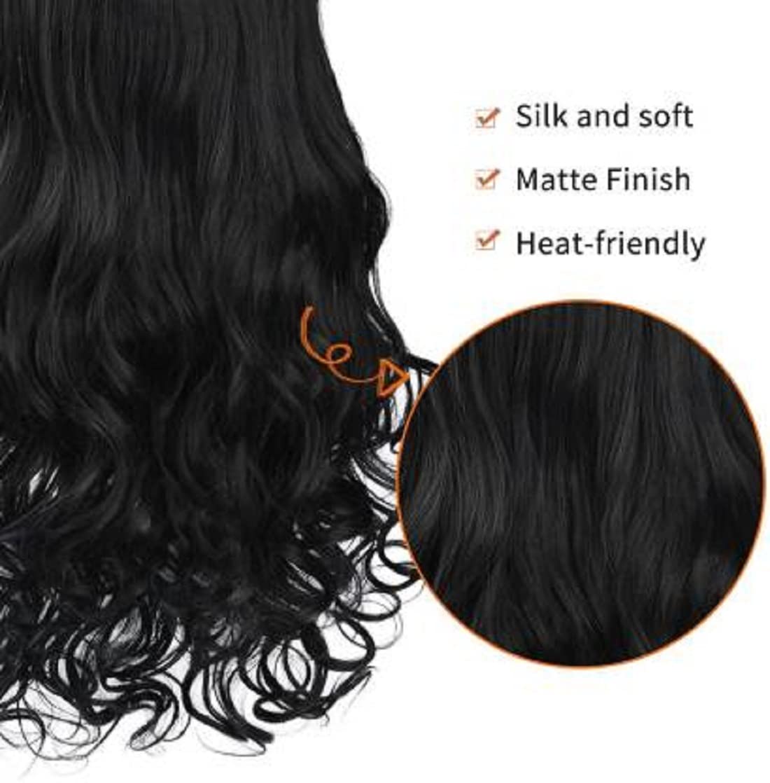 Abrish 24 Inch Long Curly Black Human Hair Extensions for Women - Natural Looking Synthetic Hair Weave for Girls | Perfect for Daily Wear, Parties & Special Occasions