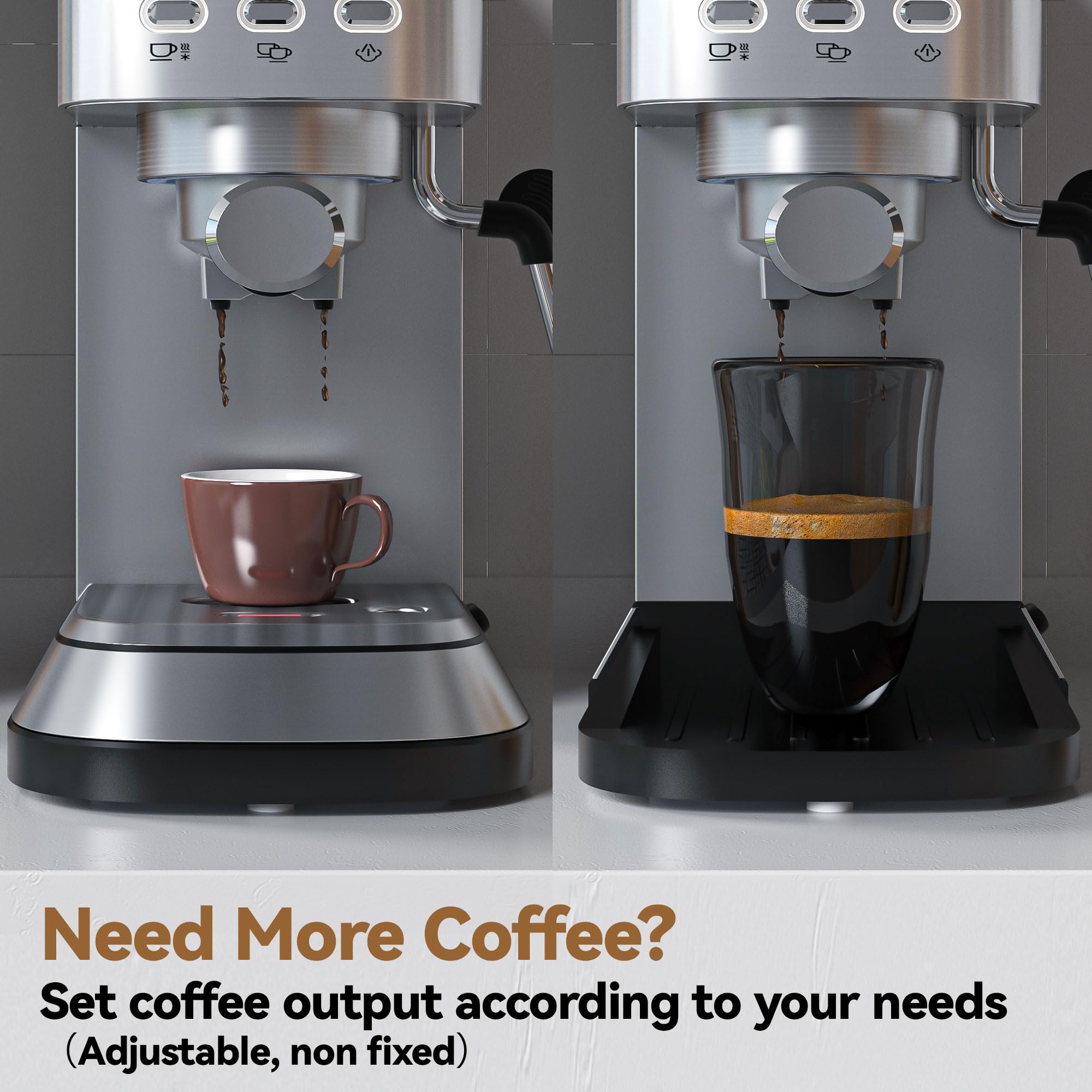 20 Bar Automatic Programmable Espresso Machine with 50oz Removable Water Tank & Milk Frother - Compact Cappuccino/Latte Maker for Home & Office Use