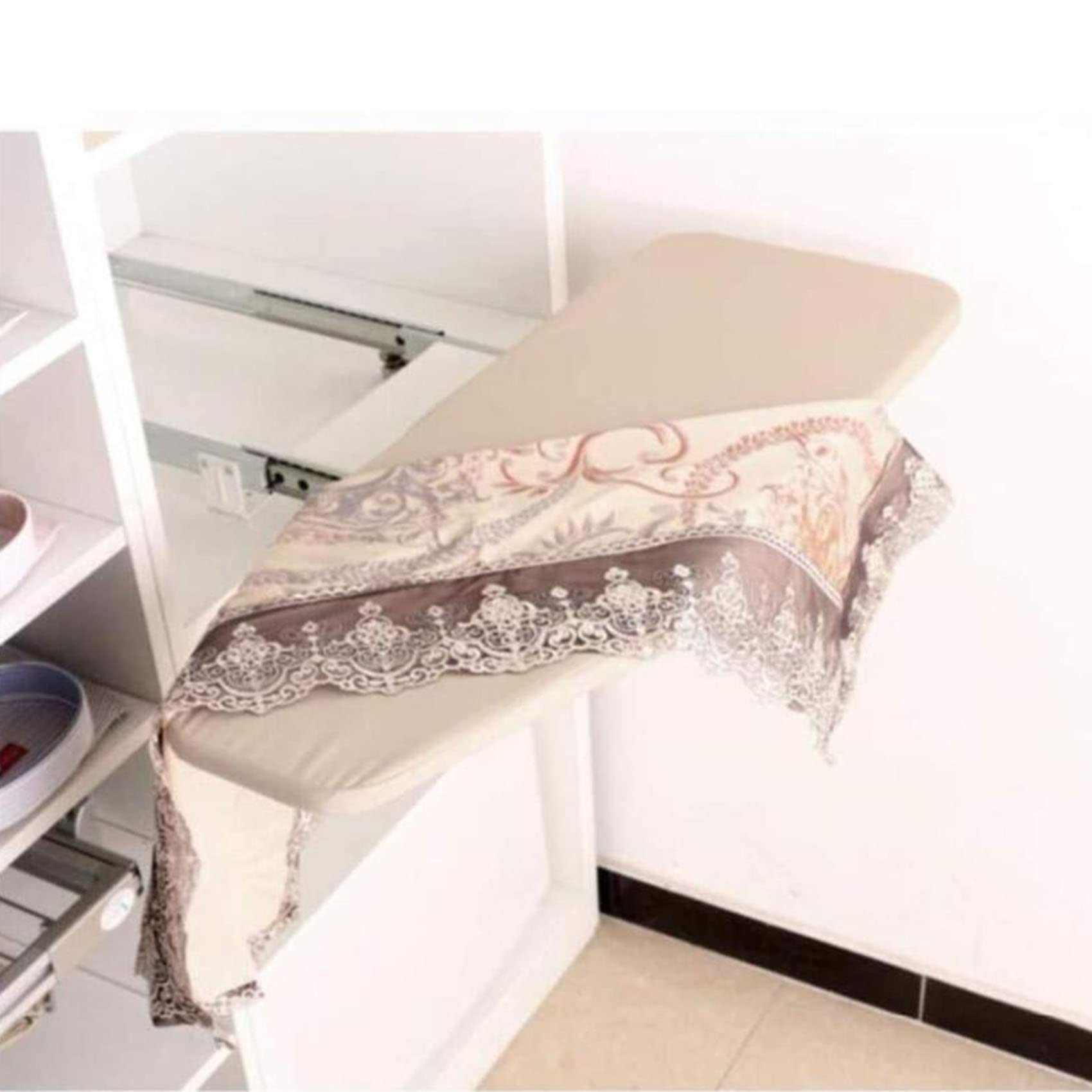 Retractable Pull-Out Ironing Board with Heat Resistant Cover - Space Saving Wall Mounted Iron Board for Closet or Cabinet - Perfect for Small Apartments, Laundry Rooms & RV Living