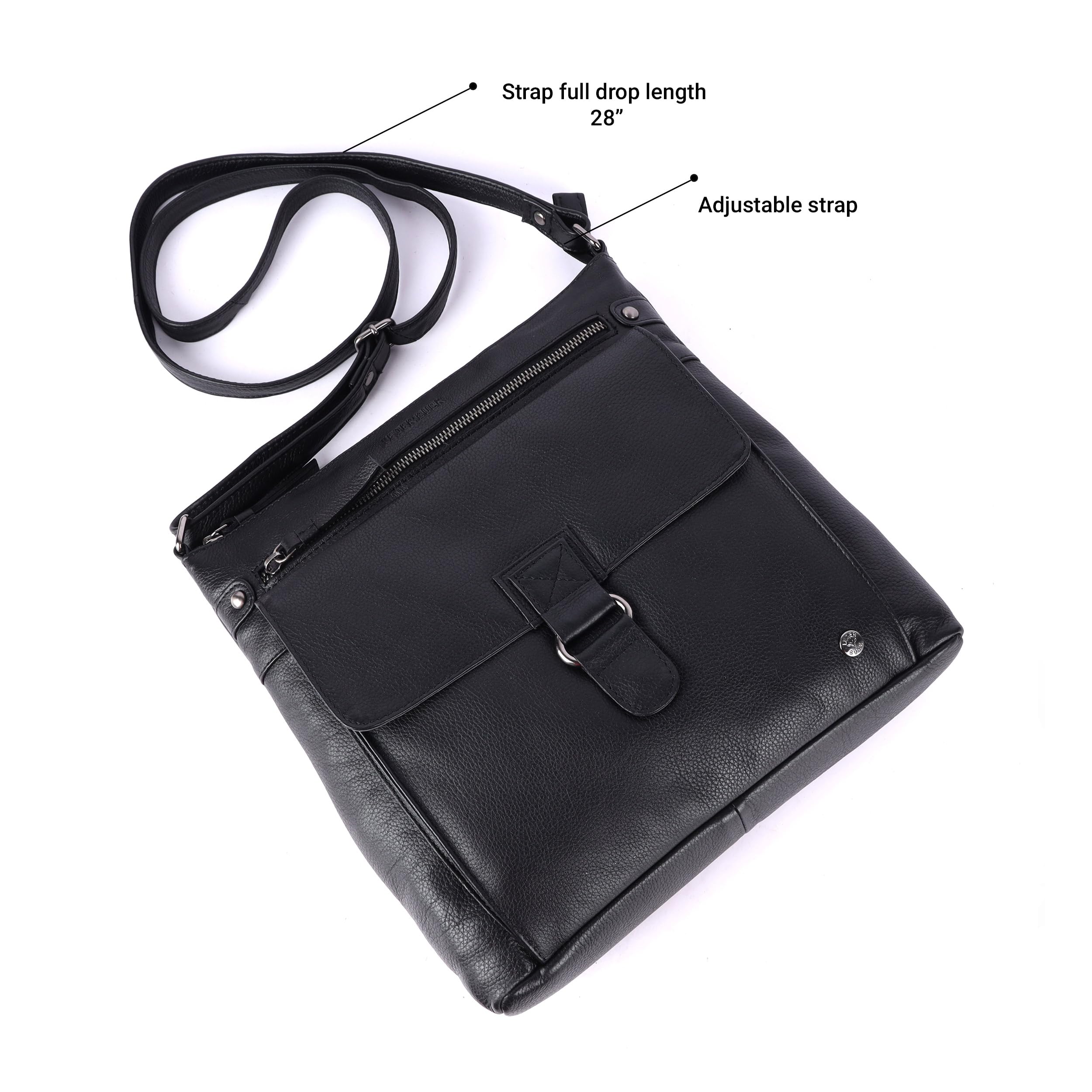 Shirley Large Soft Genuine Leather Women's Crossbody Handbag with Triple Zip - Stylish Sling Shoulder Purse for Work, Travel & Everyday Use