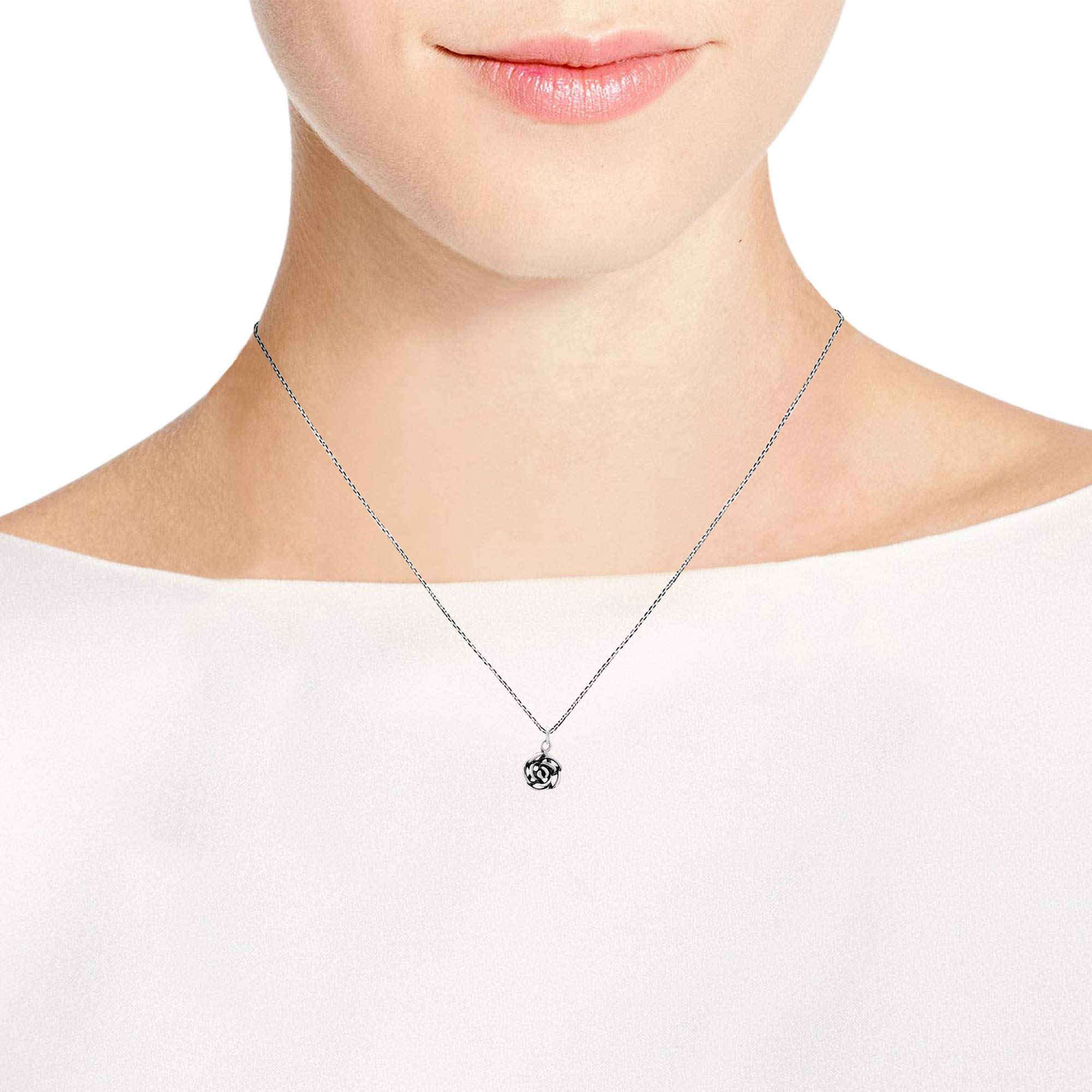 Modern Hidden Rose Blossom .925 Sterling Silver Pendant Necklace for Women - Elegant Jewelry Gift for Valentine's Day, Anniversary & Special Occasions