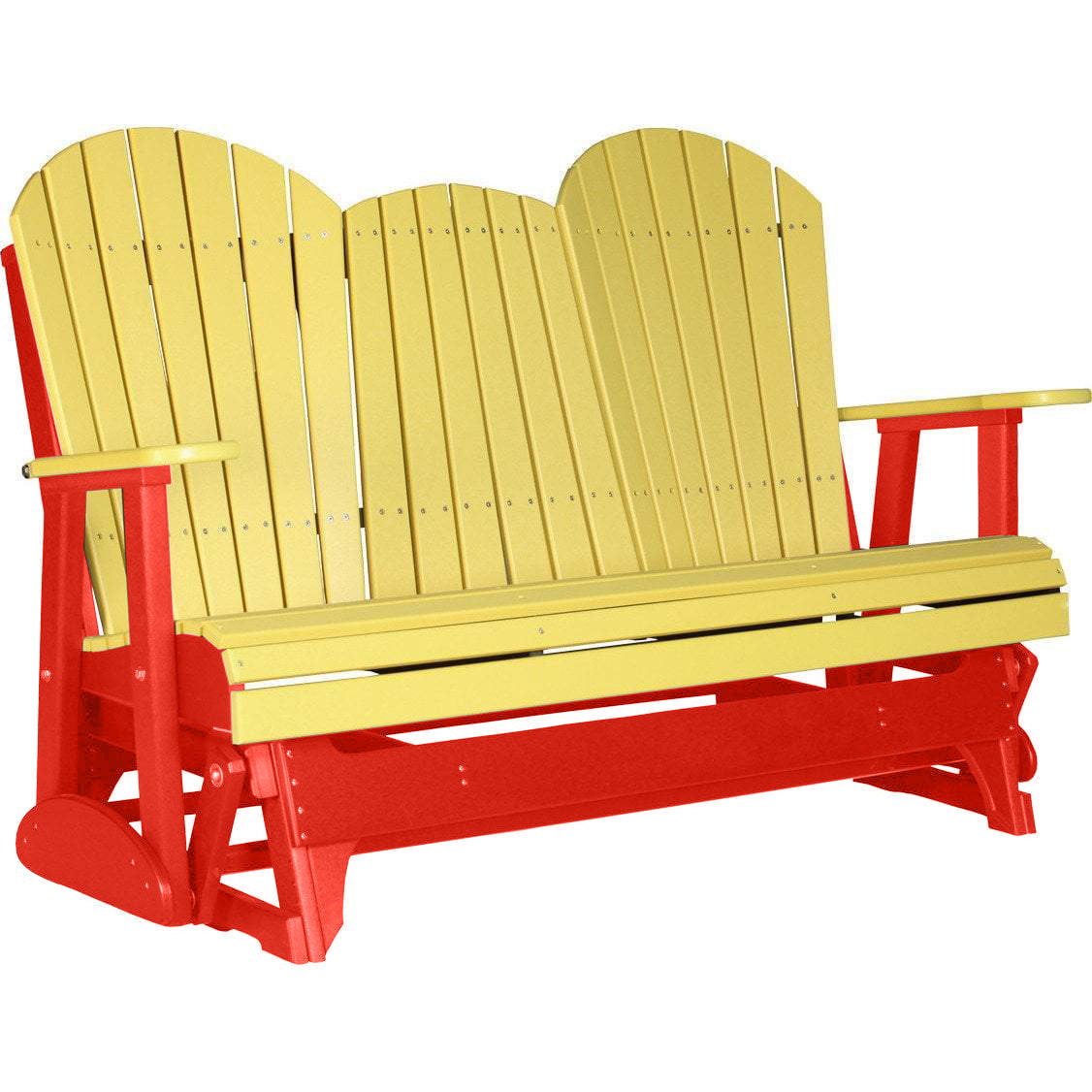 LuxCraft 5 ft. Yellow Recycled Plastic Adirondack Outdoor Glider Chair - Perfect for Patio, Garden, Poolside & Backyard Relaxation