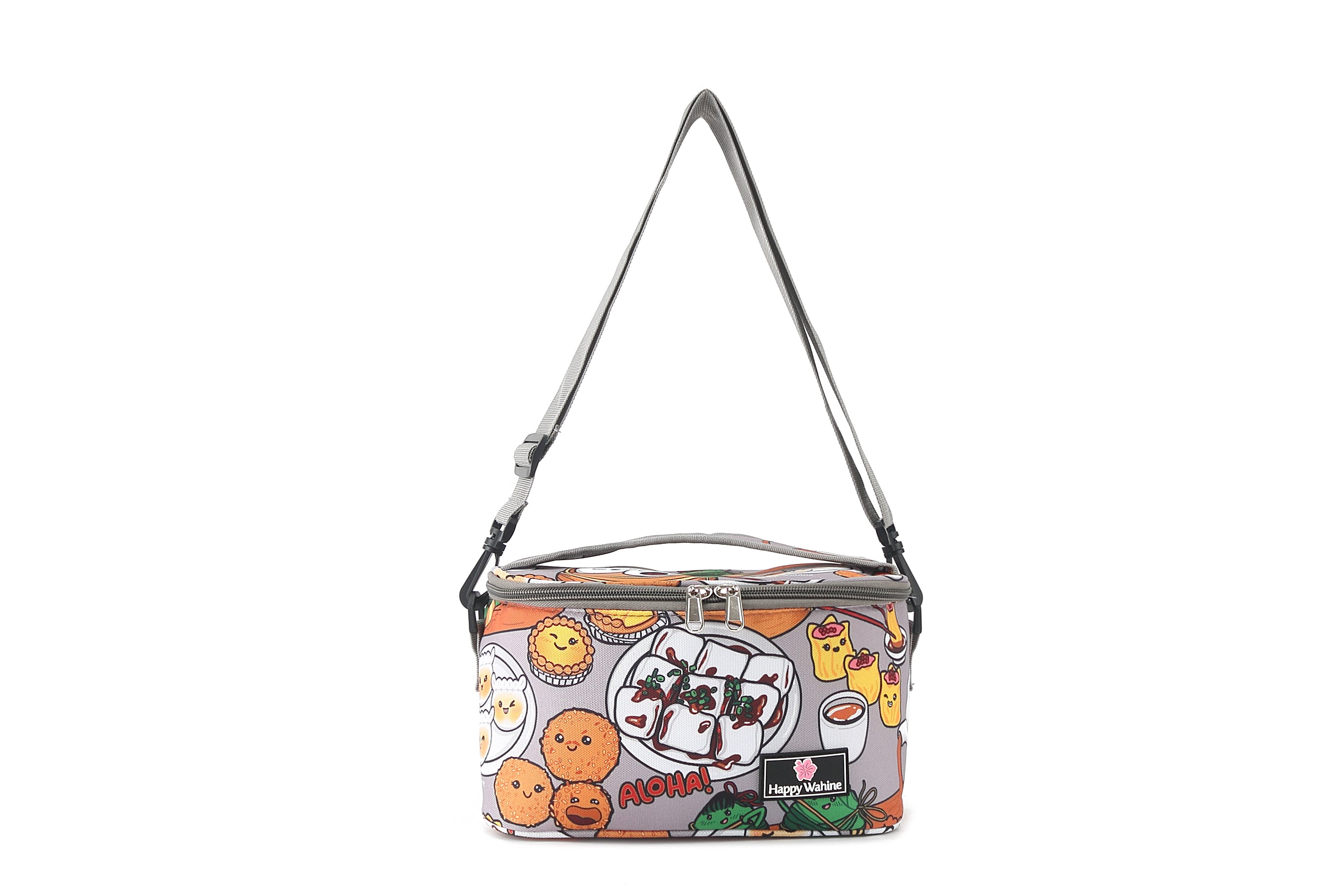 Small Insulated Cooler Tote Bag for Picnics, Beach & Lunch - Stylish Grey Dim Sum Design | Perfect for Outdoor Activities, Groceries & Food Storage