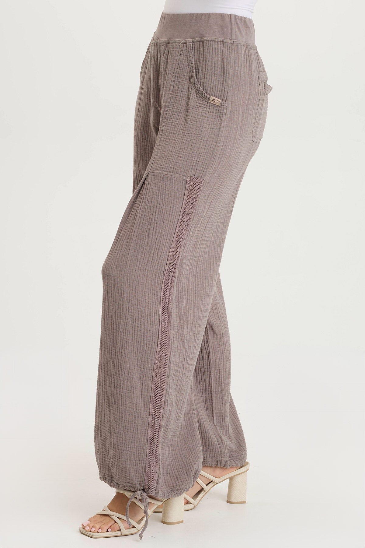 Lenka Gauze Cinched Wide Leg Pants for Women - Soft & Breathable High Waist Palazzo Trousers - Perfect for Summer, Beach, Yoga & Casual Wear