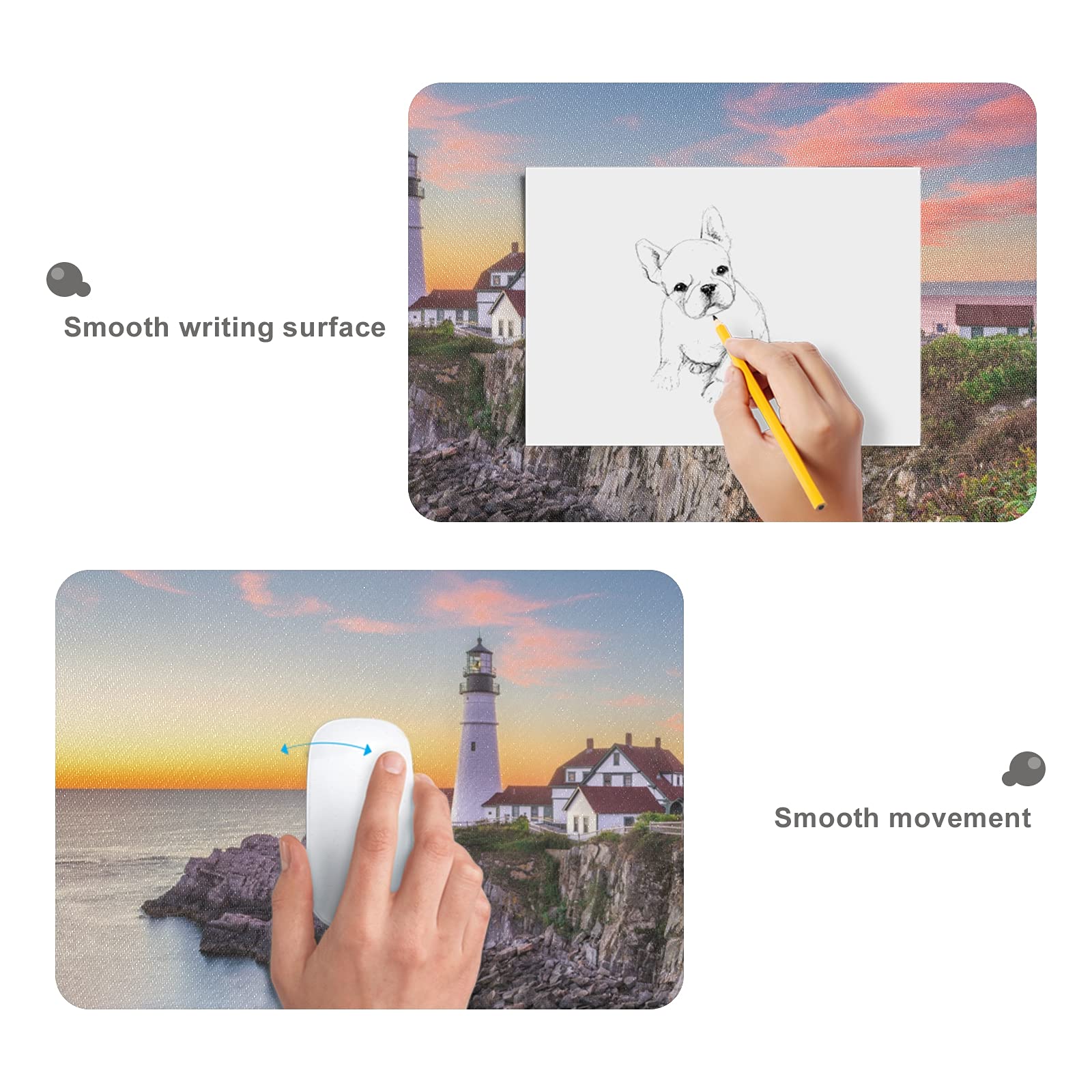 Susiyo Large Extended Gaming Mouse Pad - Non-Slip Rubber Base, 35.4 x 15.7 Inch XXL Desk Mat for Computer Keyboard & Mouse | 3mm Thick | Portland Lighthouse Design | Perfect for Home Office & Gaming Setup