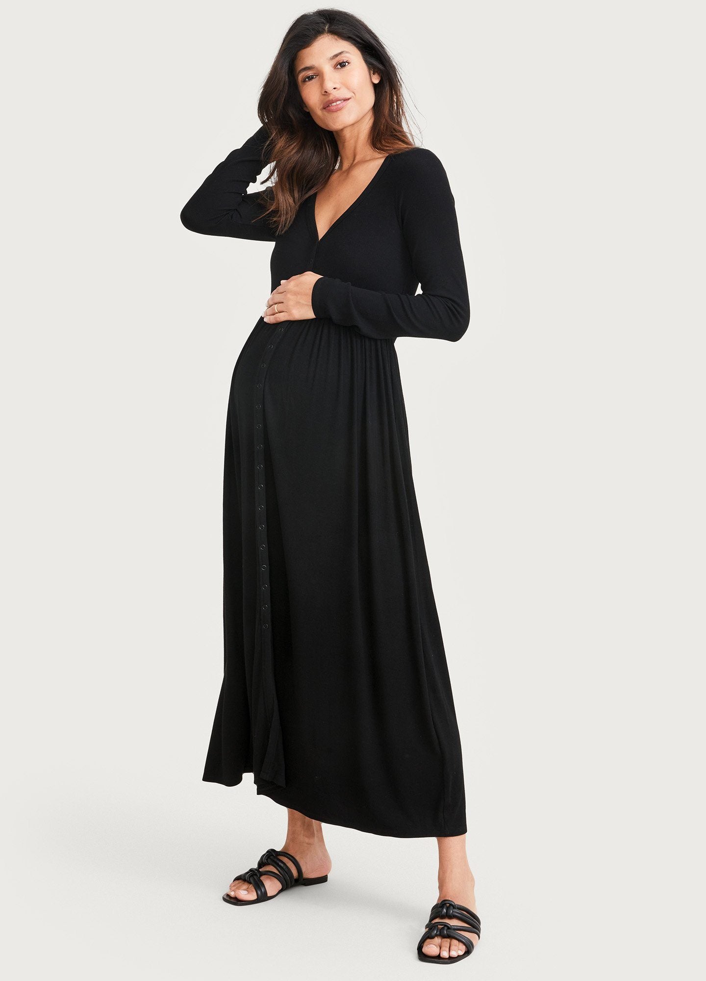 Ultra Soft Ribbed Nursing Dress for Breastfeeding Moms - Comfortable Maternity Wear for Nursing, Lounging & Everyday Use