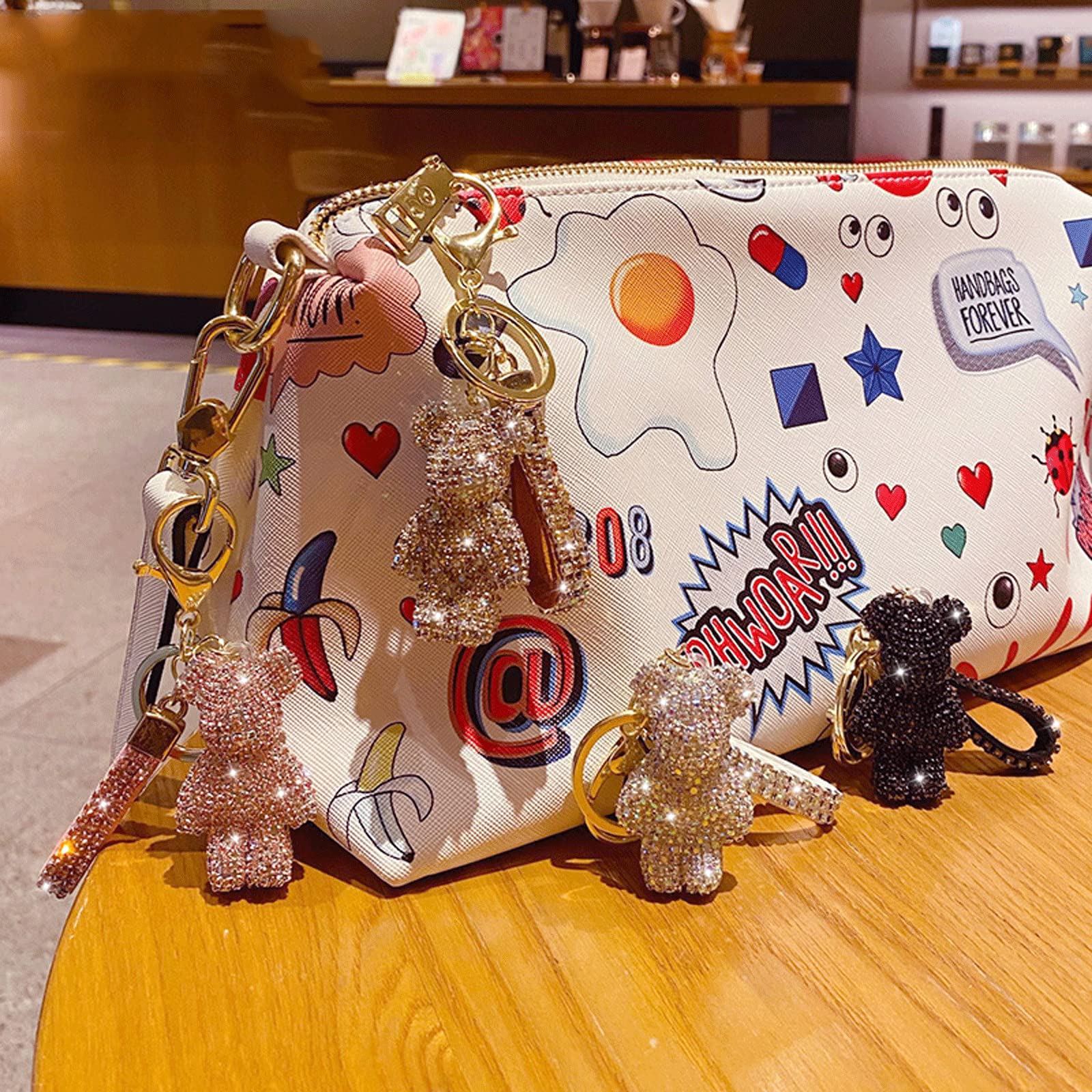 Fashion Bear Backpack Keychain - Cute Diamond Key Ring for Women, Girls, Kids - Perfect for Handbags, Wallets, Backpacks & Car Keys (Ideal Gift for Birthdays, Travel & Daily Use)