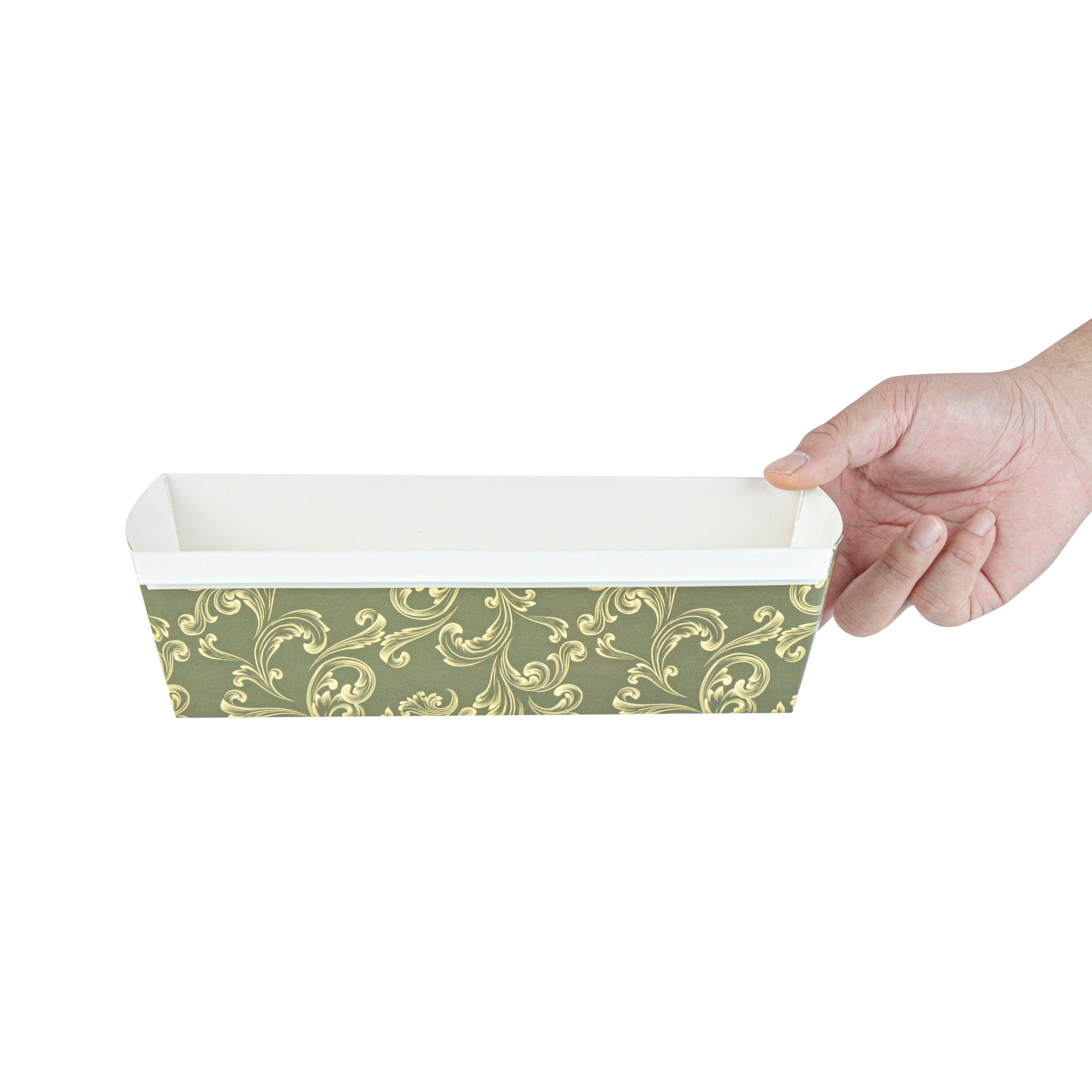 Bake Tek 54 oz Dark Green Vintage Floral Greaseproof Paper Loaf Pans - 10.25