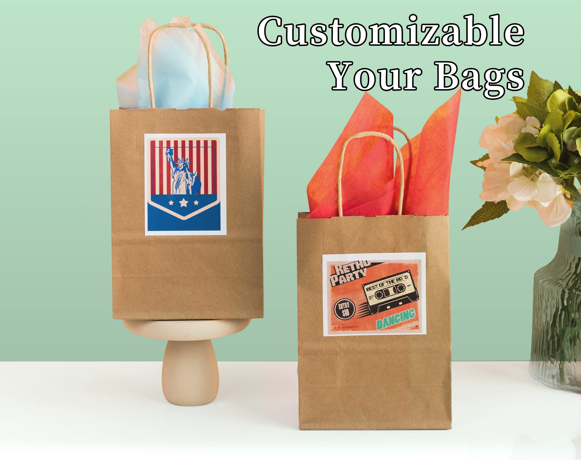 RACETOP 100Pcs Small Brown Kraft Paper Bags with Handles - 5.9