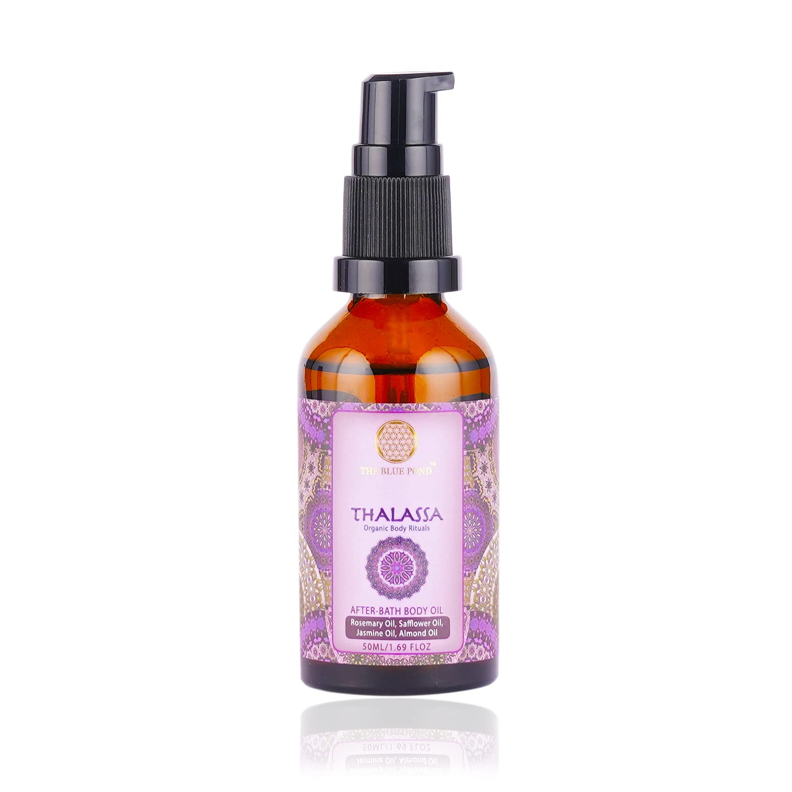 Organic Thalassa After-Bath Body Oil with Safflower, Almond, Jasmine & Rosemary - 50ml | Certified Organic Moisturizer for Dry Skin | Perfect for Post-Shower Hydration & Relaxation