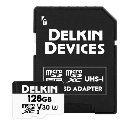 Delkin 128GB ACTION HYPERSPEED U3 V30 microSDXC Memory Card - High Speed for 4K Video, Action Cameras, Drones & Gaming - Fast Data Transfer & Reliable Storage