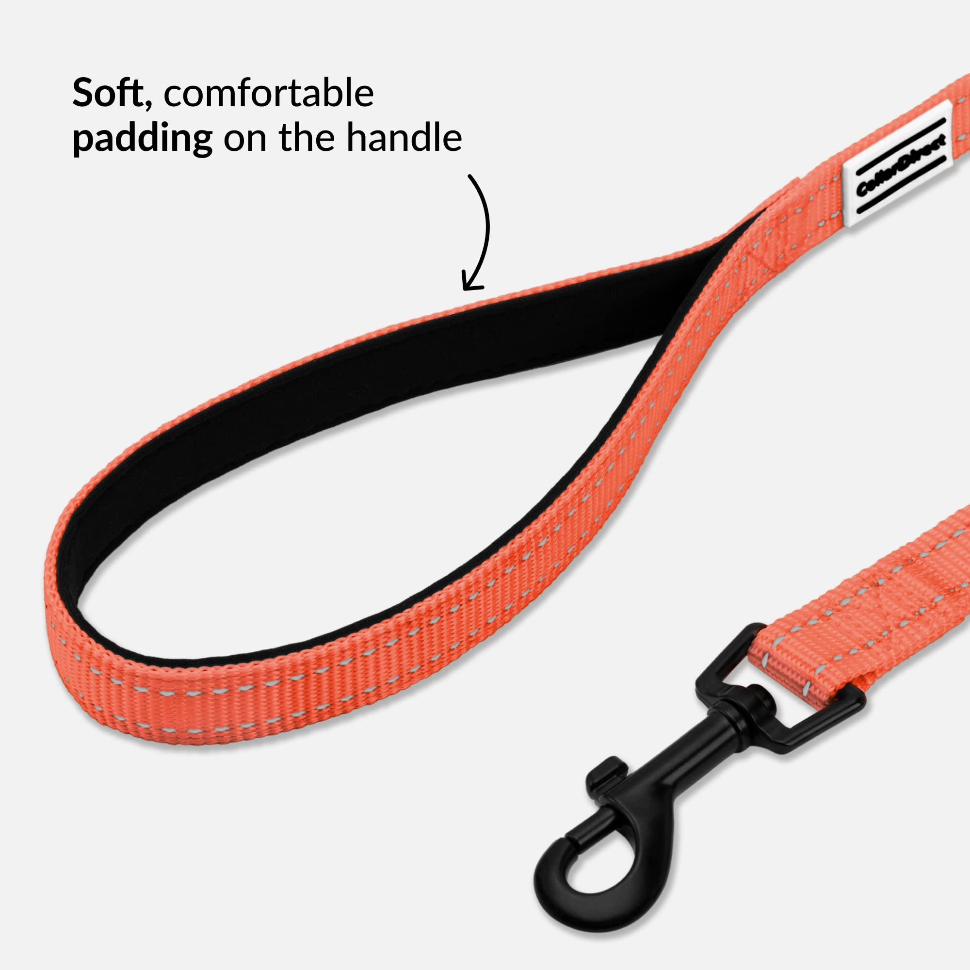 **CollarDirect Heavy Duty Reflective Nylon Dog Leash 5ft - Durable Pet Leash for Small, Medium & Large Dogs - Perfect for Outdoor Walking, Running & Training (Coral, Small)**
