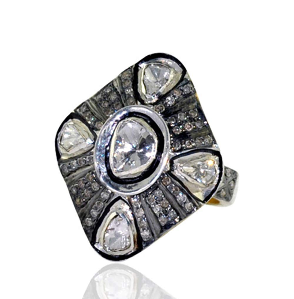 Vintage Engagement Rings 1.53 TCW Rose Cut Diamond 925 Sterling Silver - Antique Style Jewelry for Wedding, Proposal & Anniversary Gifts