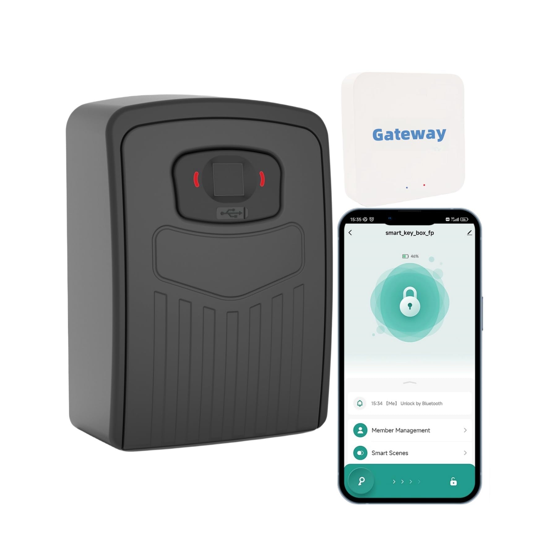 Smart Fingerprint Key Lock Box for Outdoor Use - WiFi & Bluetooth Enabled Key Safe with Remote Access via iOS/Android App | Secure Key Storage for Vacation Homes, Rental Properties & Airbnb Hosts