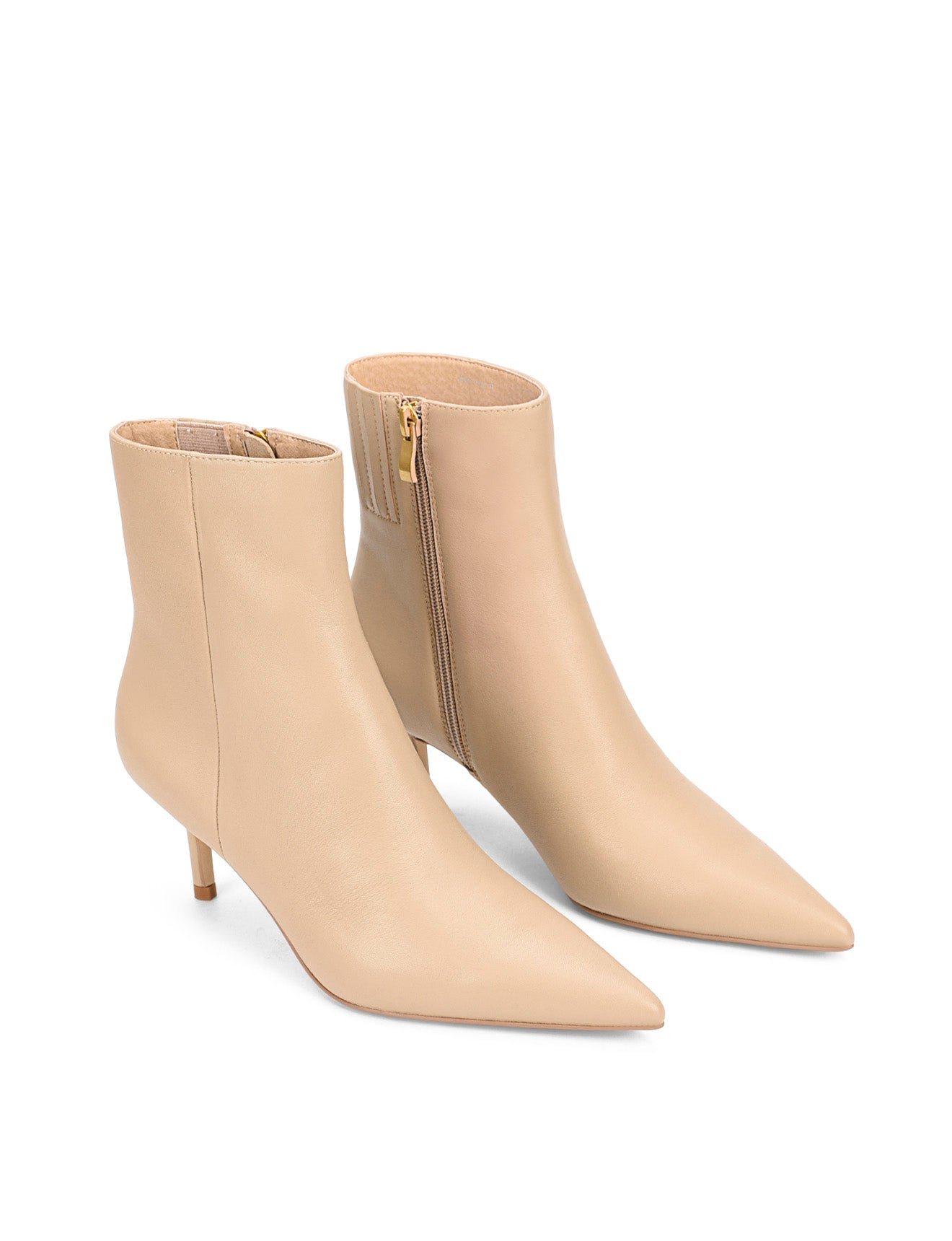 Yosha Women's Nude Leather Ankle Boots - Comfortable Low Heel Booties for Work, Office & Casual Outfits