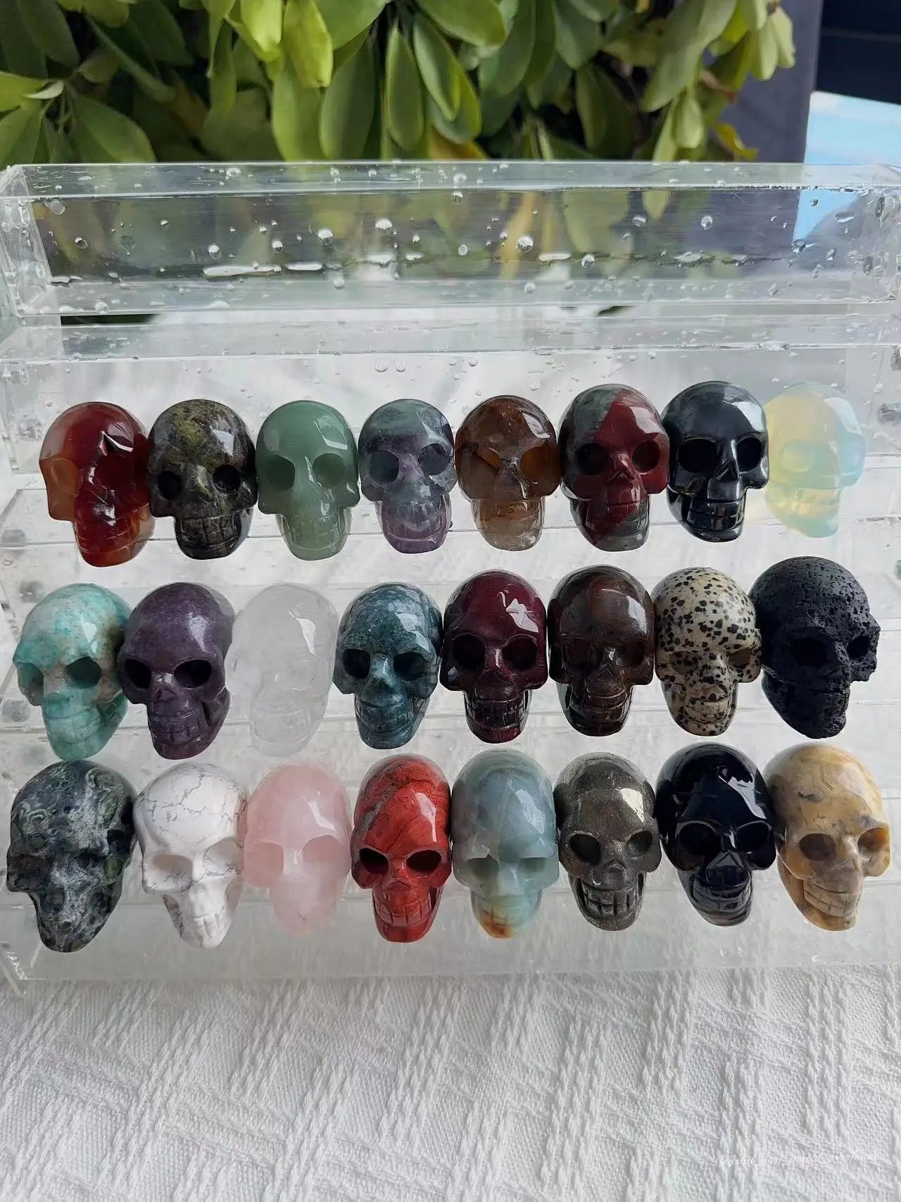 1PC Natural Fluorite Rose Quartz Lepidolite Obsidian Hand Carved Crystal Skull - 2 Inch Spiritual Healing Stone for Reiki, Meditation & Halloween Decor - Perfect Gift for Energy Workers & Crystal Collectors