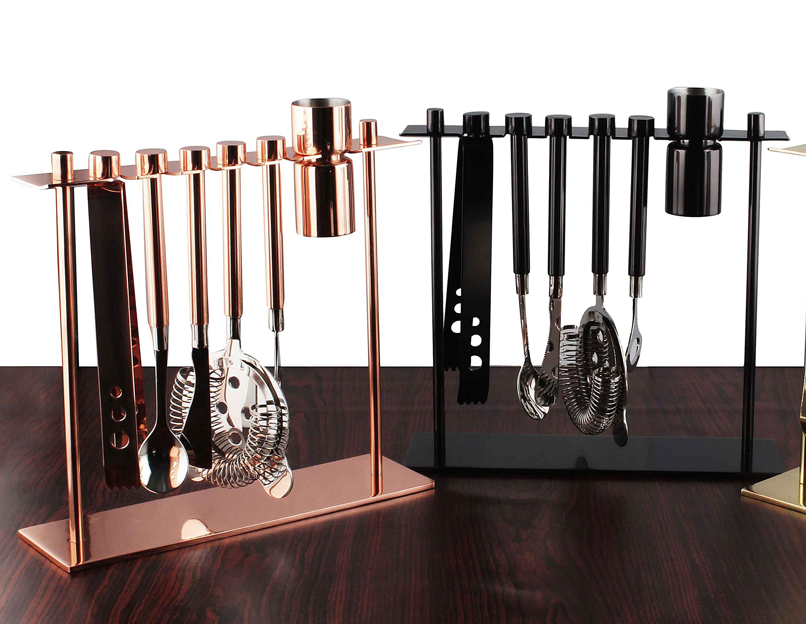 Premium 7-Piece Copper Plated Bar Tool Set - Cocktail Shaker, Jigger, Strainer & More for Home Bartending & Professional Mixology