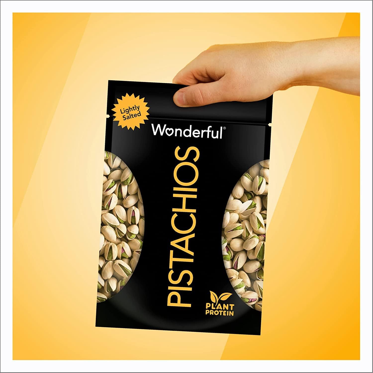 Wonderful Pistachios In Shell, Lightly Salted - 16oz Resealable Bag | High Protein, Gluten Free Healthy Snacks | Perfect for Office, Hiking & Movie Night Snacking