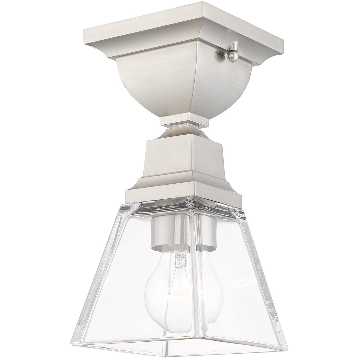 Livex Lighting Mission 1-Light Brushed Nickel Ceiling Mount Fixture - Modern Flush Mount Light for Bedroom, Hallway & Kitchen Lighting