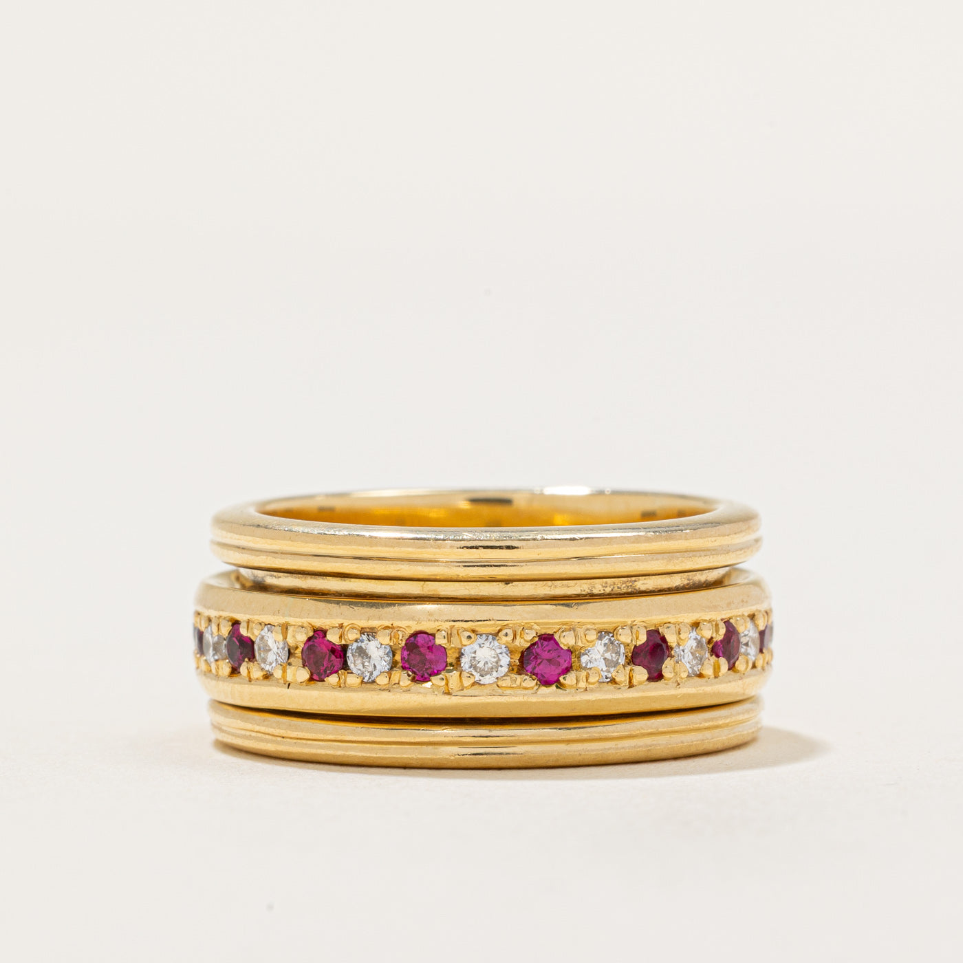 Ruby & Diamond Spinning Eternity Band Ring | 0.43ctw Ruby & 0.39ctw Diamond | Size 7 | Perfect for Anniversary Gifts, Wedding Bands & Special Occasions