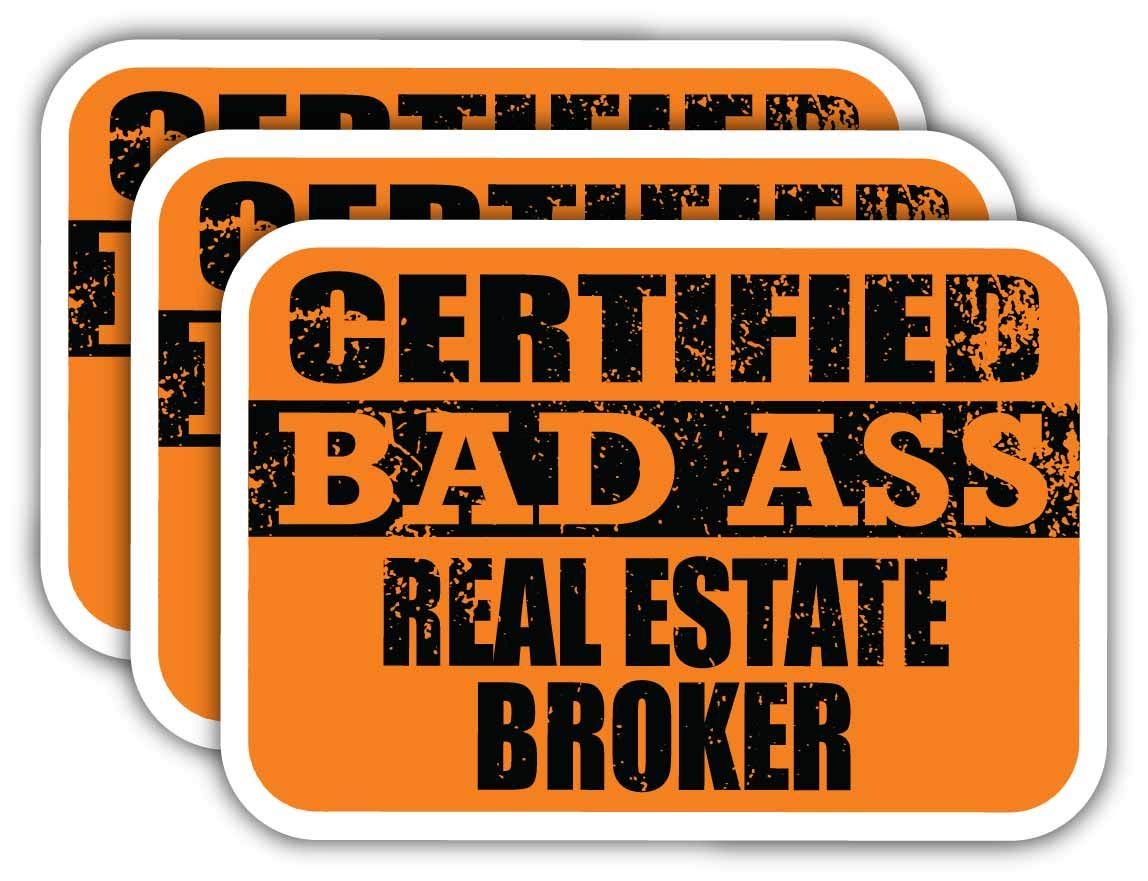 Certified Real Estate Broker Stickers - 3M Vinyl Decals for Laptops, Cars & Hard Hats - Funny Job Gift