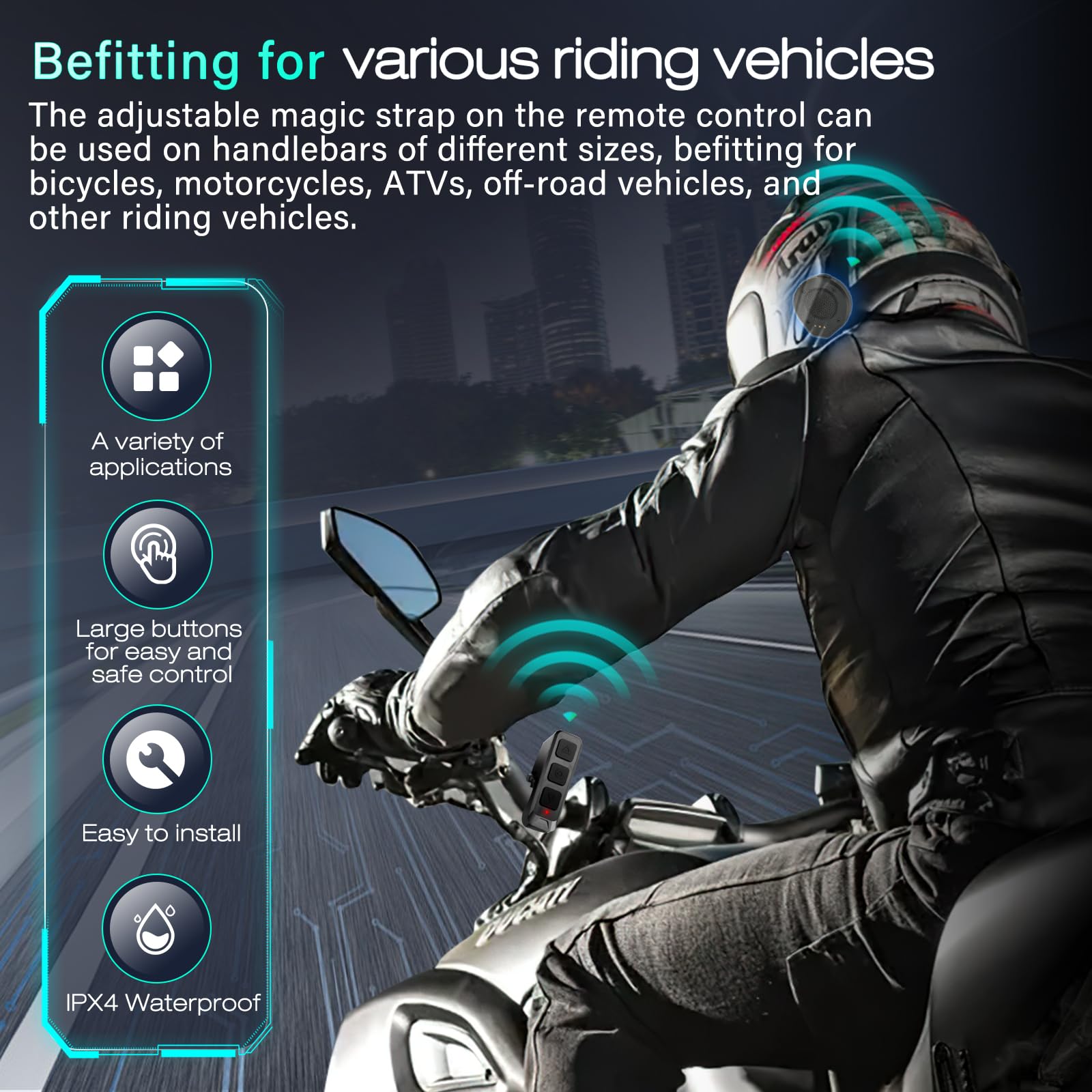 True Wireless Motorcycle Helmet Headset with Remote Control & LED Display - No Installation Needed, 50+ Hours Playtime with Charging Case - Perfect for Outdoor Sports, Motorcycling, Skiing & Climbing Adventures
