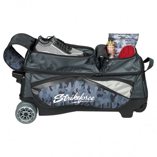 KR Strikeforce Drive Triple Roller Gray Camo 3 Bowling Ball Roller Bag - Durable Bowling Equipment for Tournaments & League Play - Perfect for Professional Bowlers & Enthusiasts