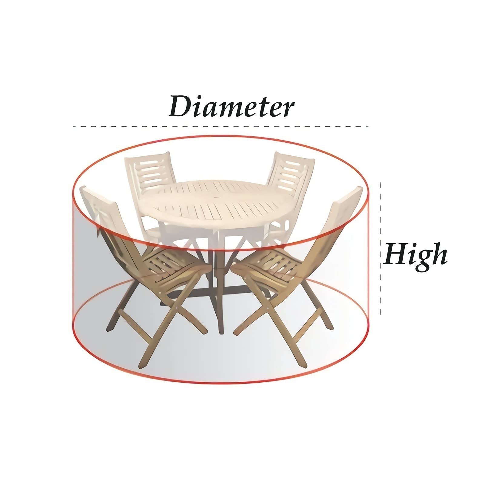 Waterproof Round Patio Table Cover 77x58cm - 210D Oxford Cloth Outdoor Furniture Protector with UV & Wind Resistance - Durable Black Garden Table Cover for Deck, Balcony & Backyard Use