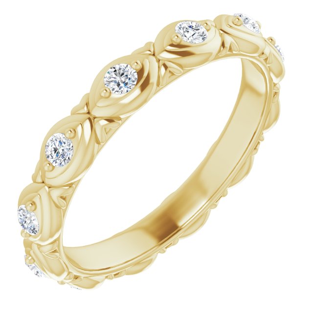 0.36 Carat Round Diamond Floral Eternity Band Wedding Ring - Perfect for Bridal Jewelry, Anniversary Gifts & Special Occasions