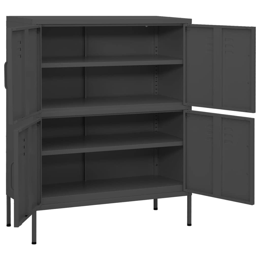 FAMIROSA 4-Door Steel Storage Cabinet with 2 Adjustable Shelves - 31.5
