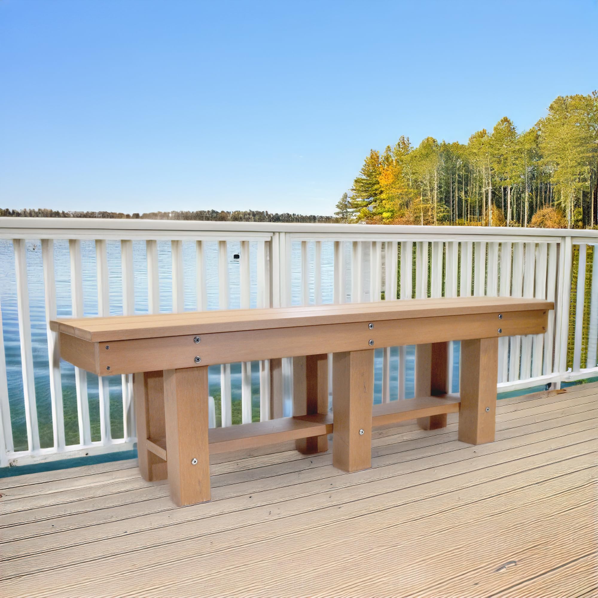 **Heavy Duty Outdoor Bench for Porch, Patio & Garden - 3-Seater All-Weather Durable Furniture with Real Wood Look - Perfect for Lawn, Deck or Entryway Decor**