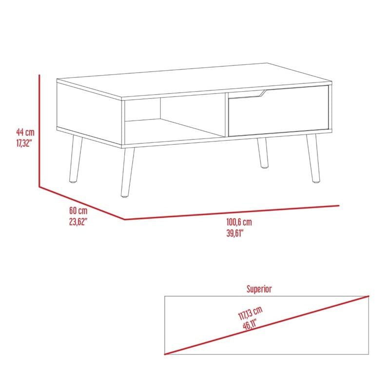 TUHOME Oslo Coffee Table - Brown Engineered Wood Living Room Table - Modern Scandinavian Design for Small Spaces, Apartments & Home Decor