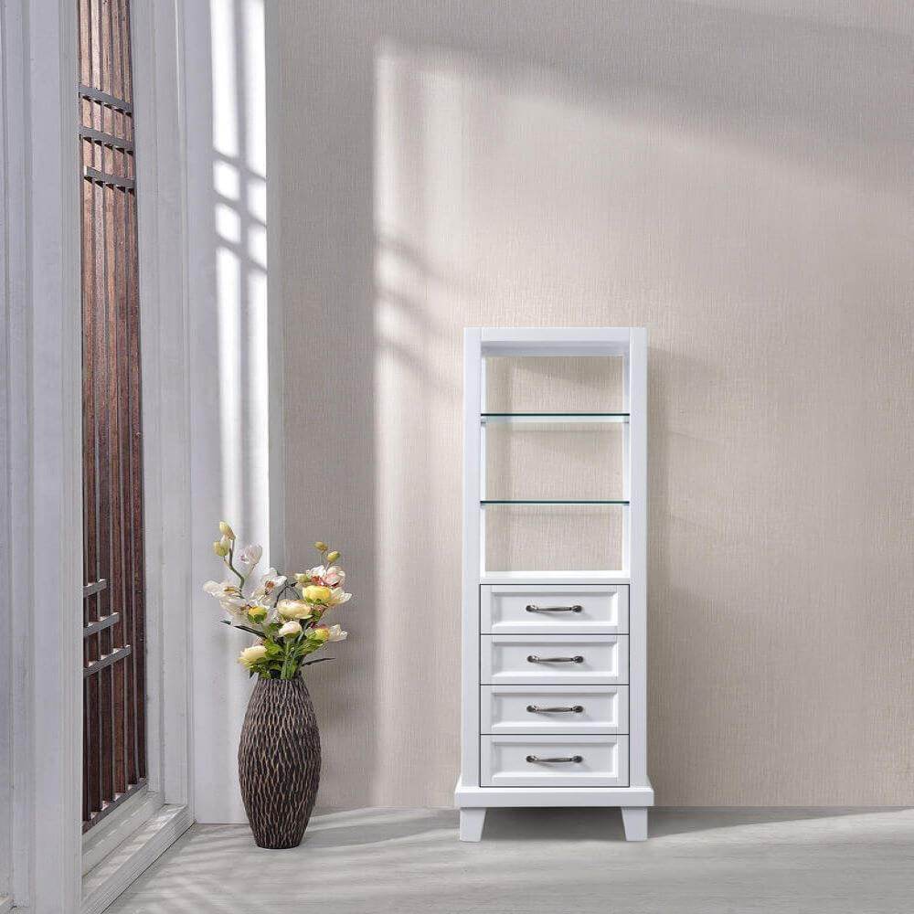 White Linen Cabinet 18W x 18D x 60H - Modern Storage Solution for Bedroom, Living Room & Office Organization