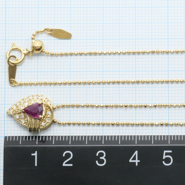 18K Yellow Gold Ruby and Diamond Necklace for Women - Elegant Pendant Jewelry Gift for Anniversary, Valentine's Day & Special Occasions
