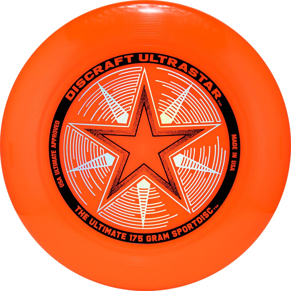 Discraft 175 Gram Orange Ultrastar Sport Disc - Ultimate Frisbee & Outdoor Games Equipment for Park, Beach, and Backyard Fun