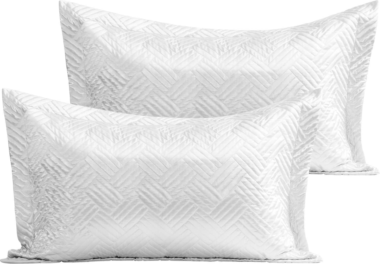 NTBAY 2 Pack Satin Quilted Pillow Shams - Luxury Decorative Bedding Pillowcases for Sofa, Bed & Home Decor