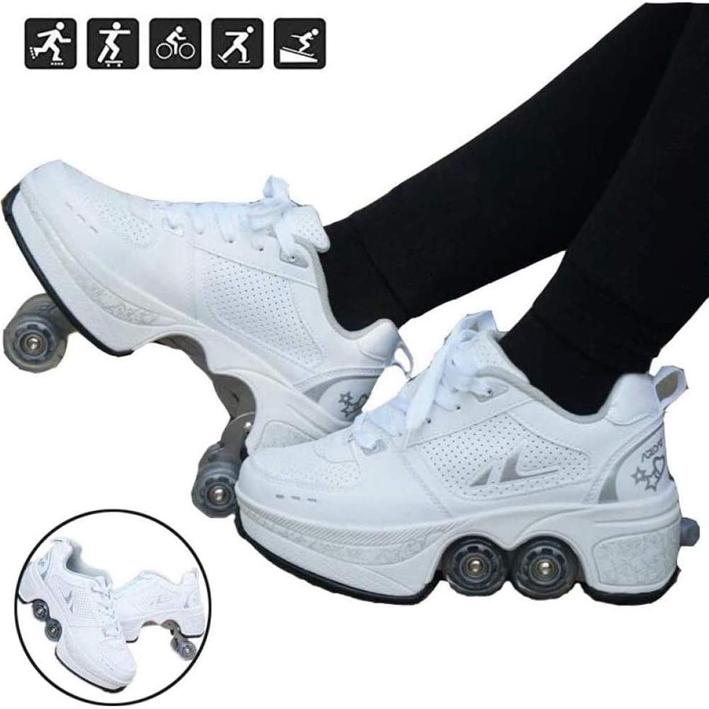 LRZ Unisex Roller Skates with Invisible Wheels - Automatic Walking Shoes for Men & Women - Multi-Functional Deformable Skate Shoes for Outdoor Fun, Commuting & Fitness Training
