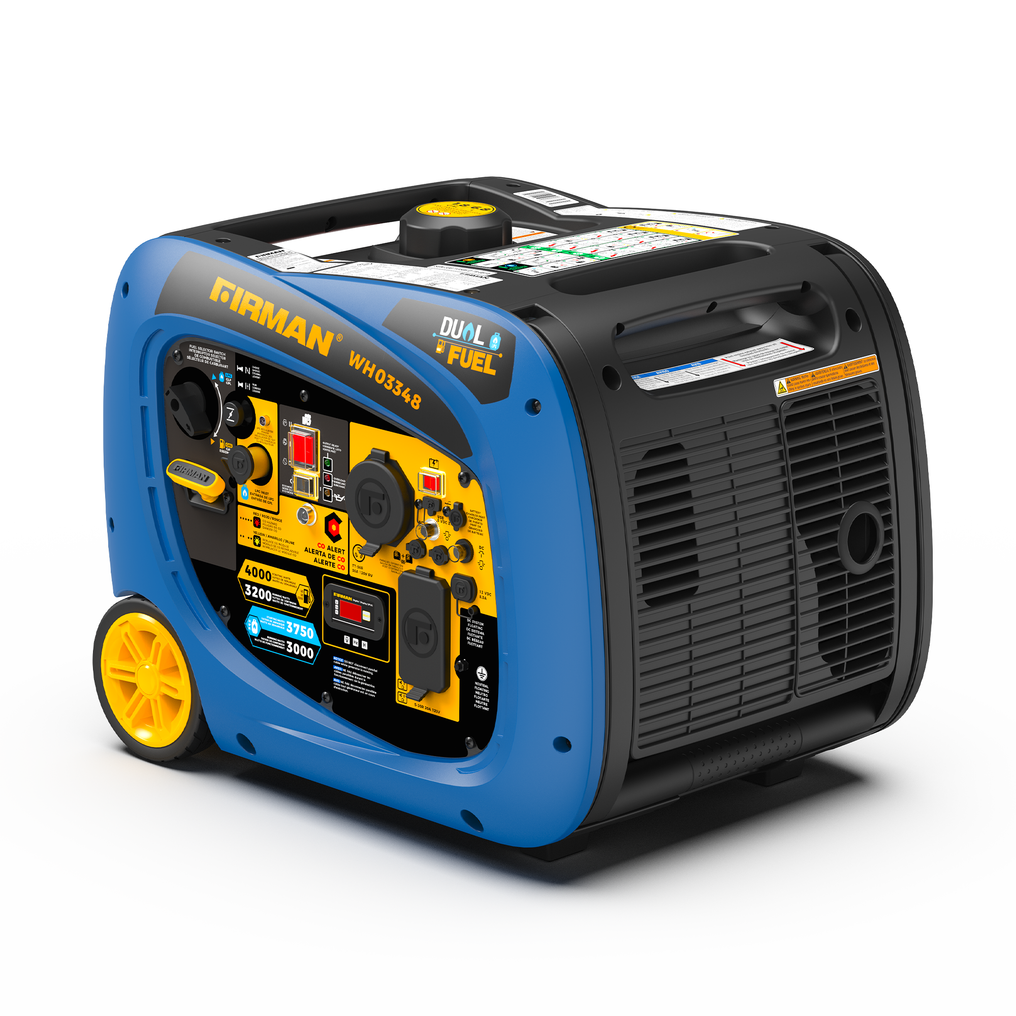 4000W Dual Fuel Inverter Generator with Electric Start & CO Alert - Portable Power for Camping, RV Trips & Emergency Backup