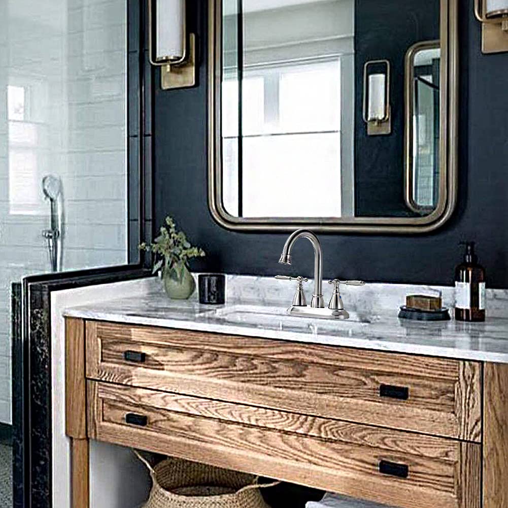 Brushed Nickel 3-Hole Bathroom Faucet with Pop-Up Drain - Perfect for RV & Laundry Sinks