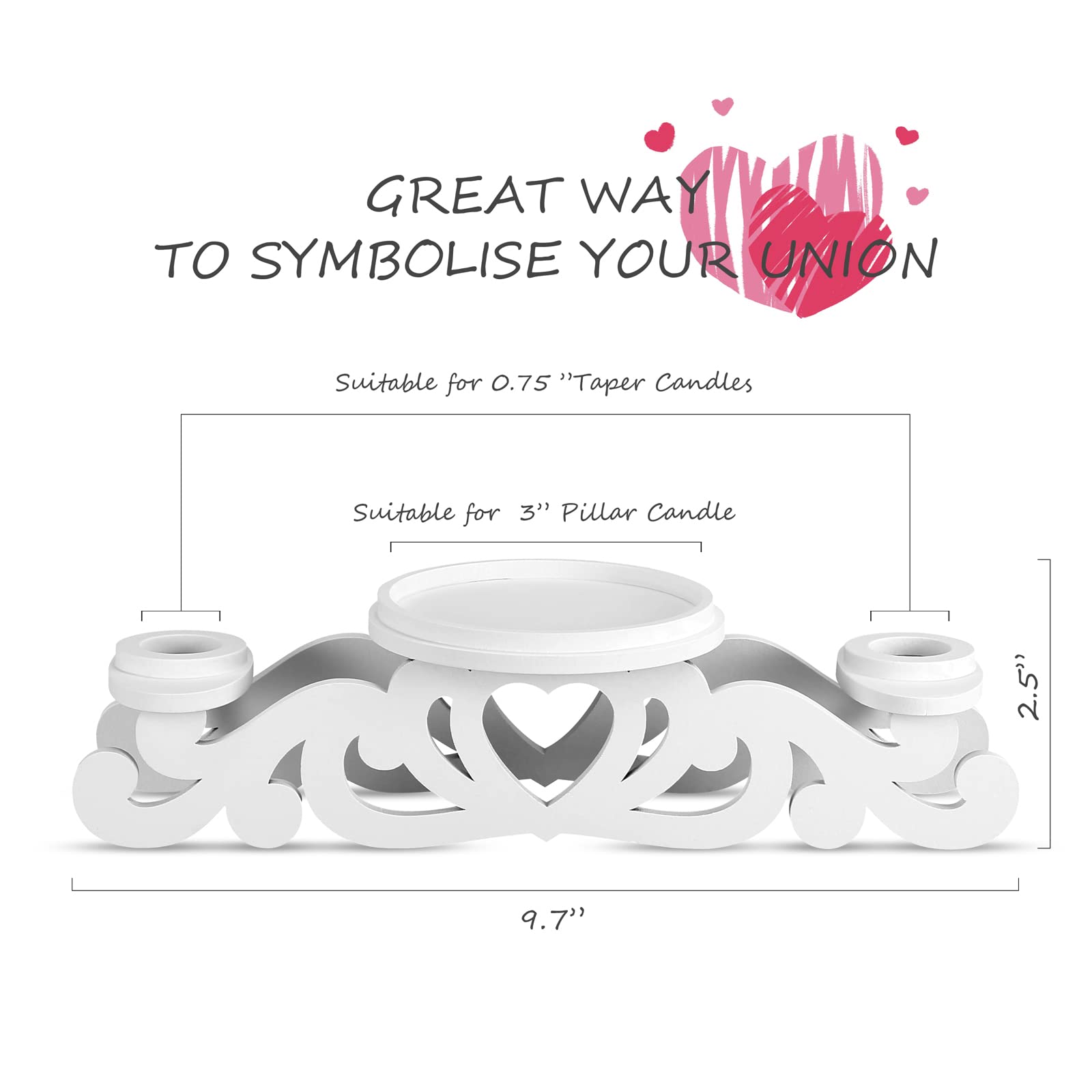 Unity Candle Holder Set - Elegant Wedding Ceremony Candle Stand with Pillar Holders for Centerpiece Decor (Candles Not Included) - Perfect for Wedding Aisle, Reception Table & Vow Renewal Decorations