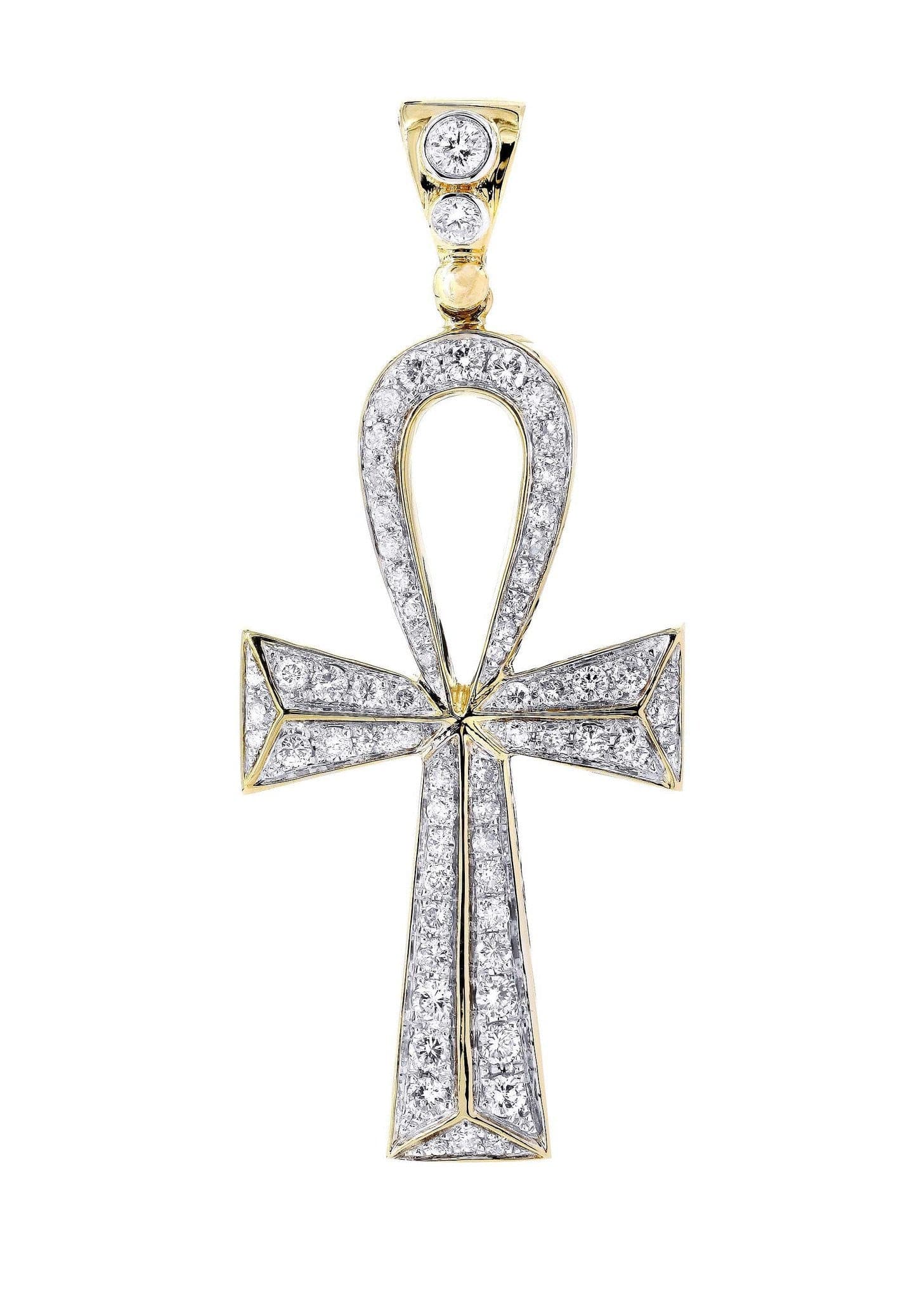 1.31 Carat Diamond Ankh Pendant Necklace - 9 Grams Solid Gold Egyptian Cross Jewelry for Women - Perfect for Spiritual Gifts, Meditation & Boho Fashion