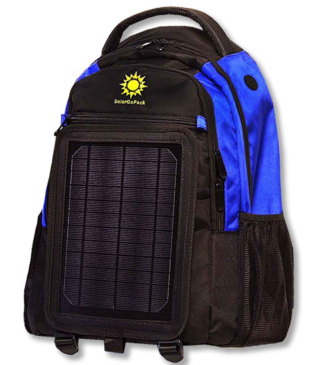 Solar Powered Backpack with 12k mAh Battery - Portable Charging for Phones & Devices, Black & Blue Hiking Backpack - Perfect for Outdoor Adventures, Travel & Emergency Power Supply