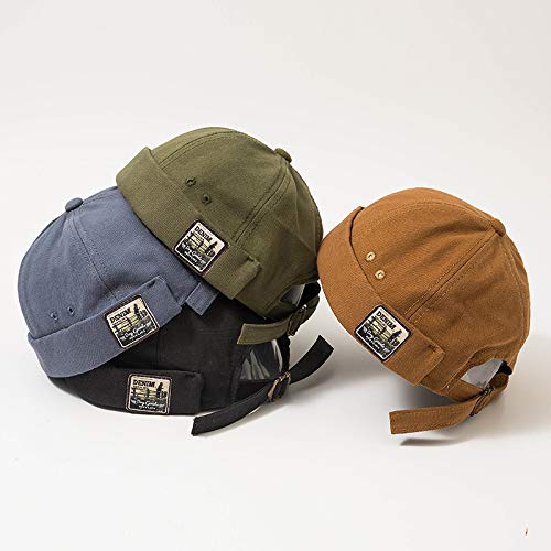 Men's Docker Cap - Adjustable Beanie Sailor Hat with Rolled Cuff, Retro Brimless Worker Hat for Outdoor Activities, Fishing, and Winter Sports